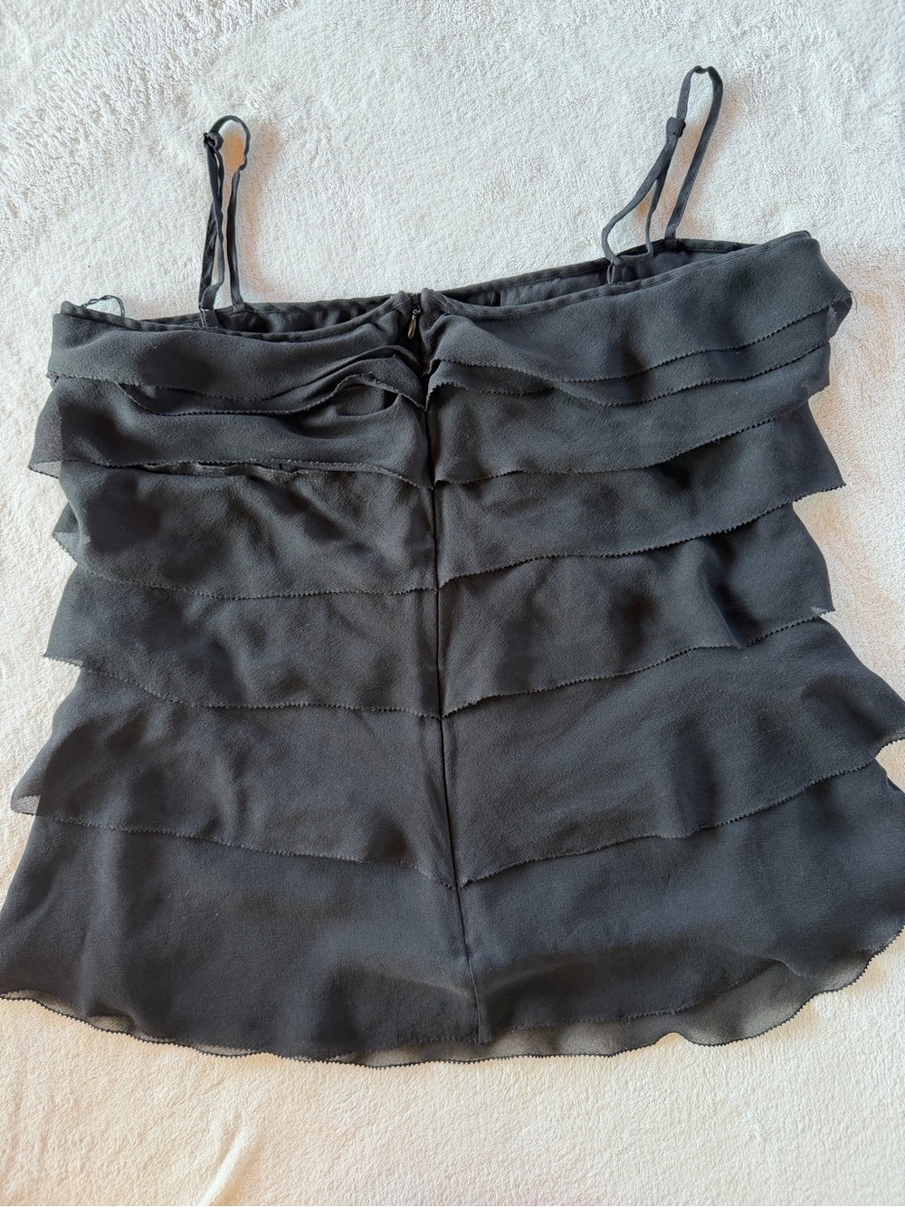 Dkny Black Layered Ruffle Camisole Size 10 - Picture 3 of 7